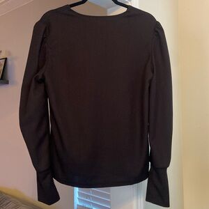 Black Long Sleeve Button Back Top